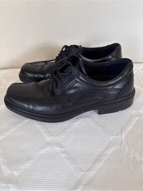 ECCO Men's Black Leather Oxford Dress Shoes Size 42 EU Lace Up Comfort
